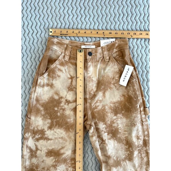 PAC SUN~ Women’s Tie-Dye Carpenter Pants Brown High-Waist Straight Leg Casual - Picture 12 of 16